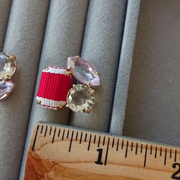 J. Crew Cluster stone earrings - clear, pink and red - Picture 7 of 8
